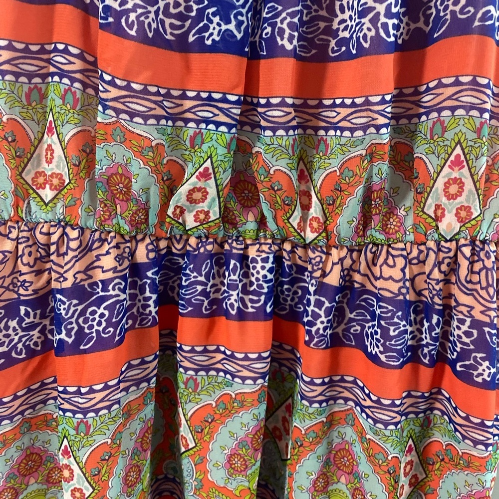 Pink Owl Multicolor Bohemian Summer Dress. Boho mini dress size small - Picture 3 of 10